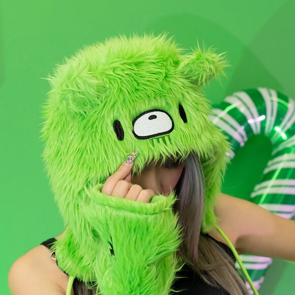 NEW ACDC RAG x Gloomy Bear x Sophie Powers Jelly Green Faux Fur Hat - Picture 4 of 7